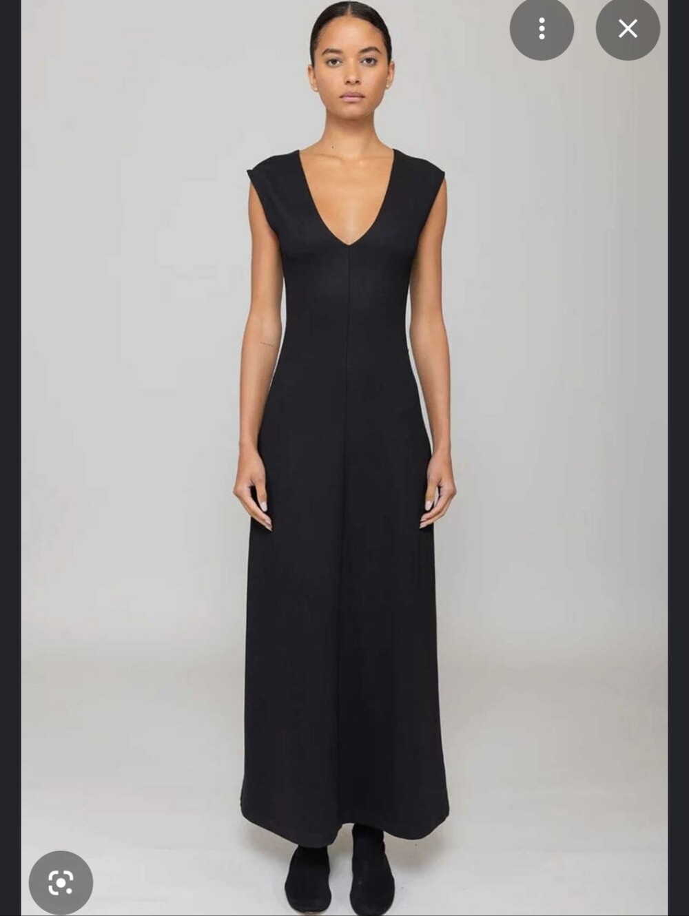 Leset Black V Neck Long Maxi Dress Short Sleeve XS